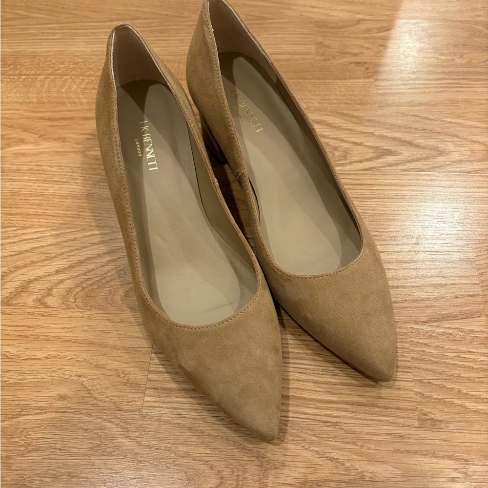 LK Bennett Tan Suede Pointed Pumps
